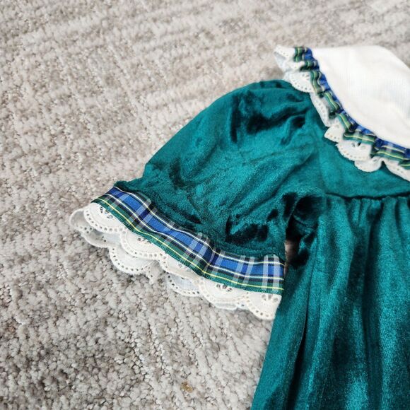Good Lads vintage holiday special occasion velvet green dress size 18 months - Picture 8 of 12